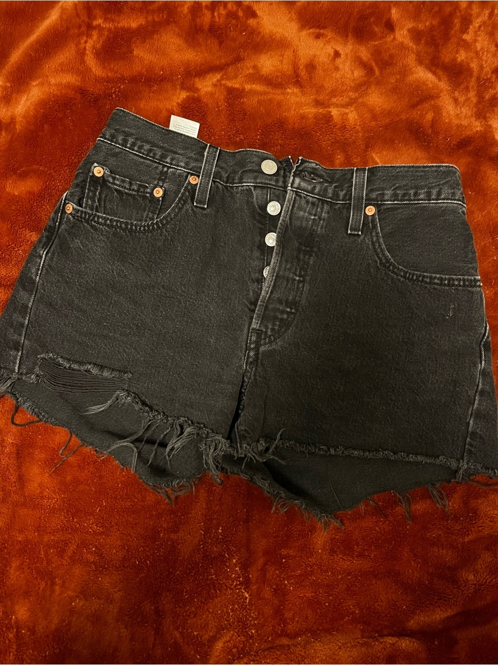 Levi's Black Distressed Denim Shorts